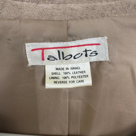 Vtg Talbots 100% Leather Suede Jacket Blazer Made Israel Camel Brown Medium/ Lg - Picture 5 of 8